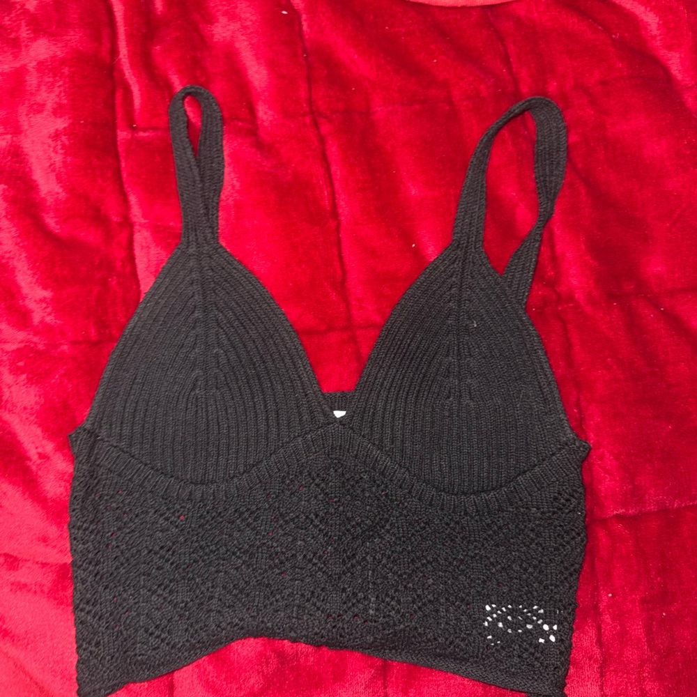Black Knit Bralette Top